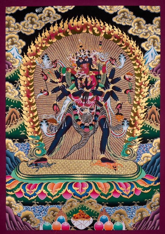 チャクラサンヴァラ タンカ絵画 |チベットのタンカ イダム神 |壁掛け