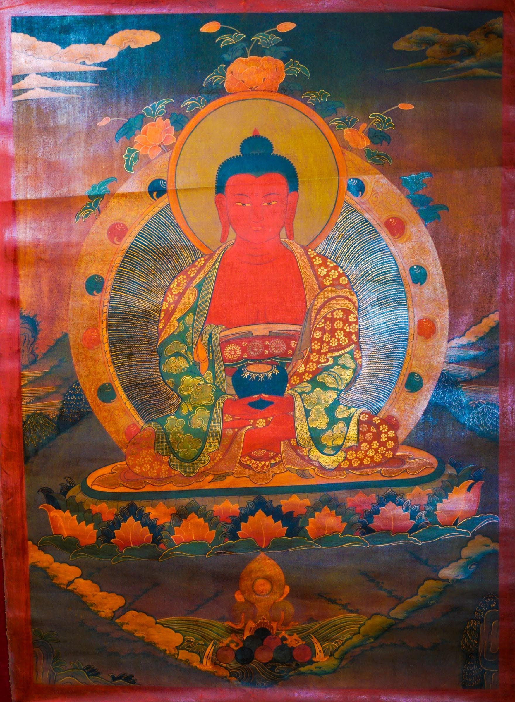 Tibetan Thangka of Amitabha Buddha | Buddha Arts | Original Hand Painted on cotton canvas |  Deity Thangka Painting from Nepal