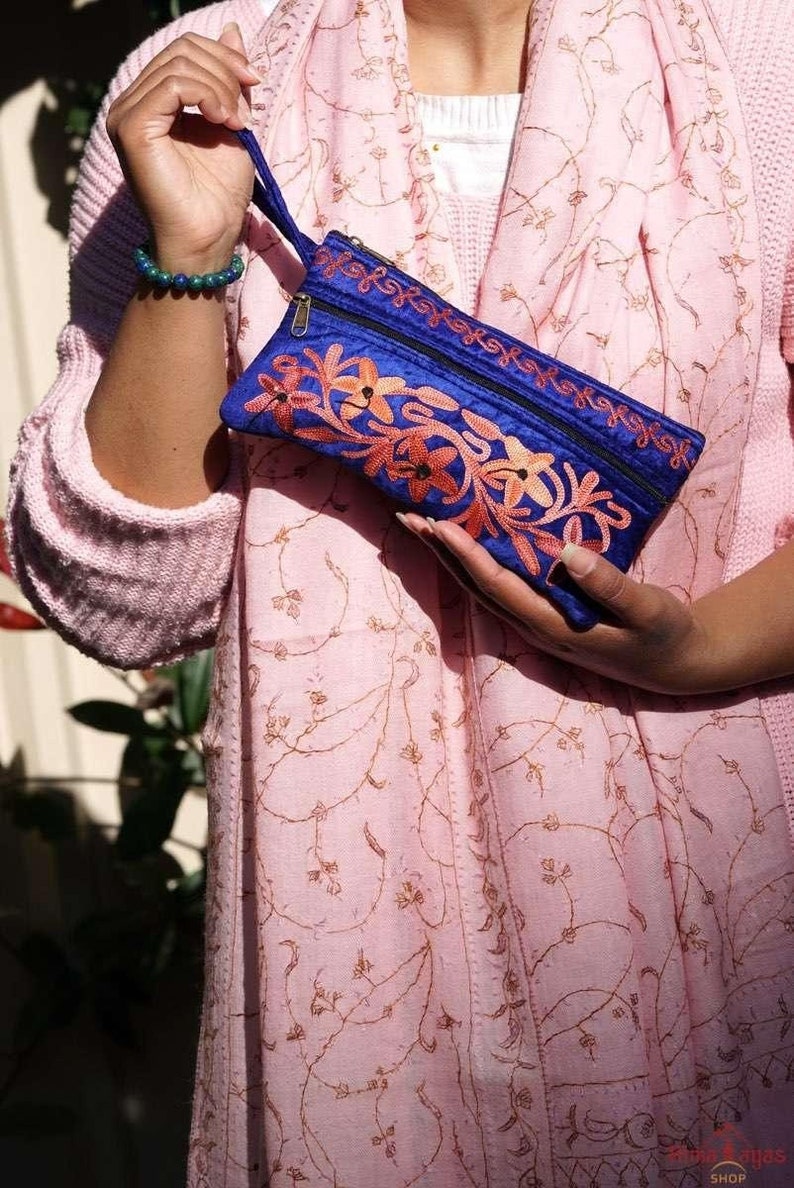 Flower Embroidery Purse Glamorous Purse Handmade Women's Purses featuring Special Kashmiri Embroidery image 1