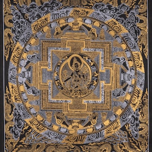 Groen Tara Mandala Thangka-schilderij | Beste meditatieve cadeau: spirituele kunst voor aan de muur |