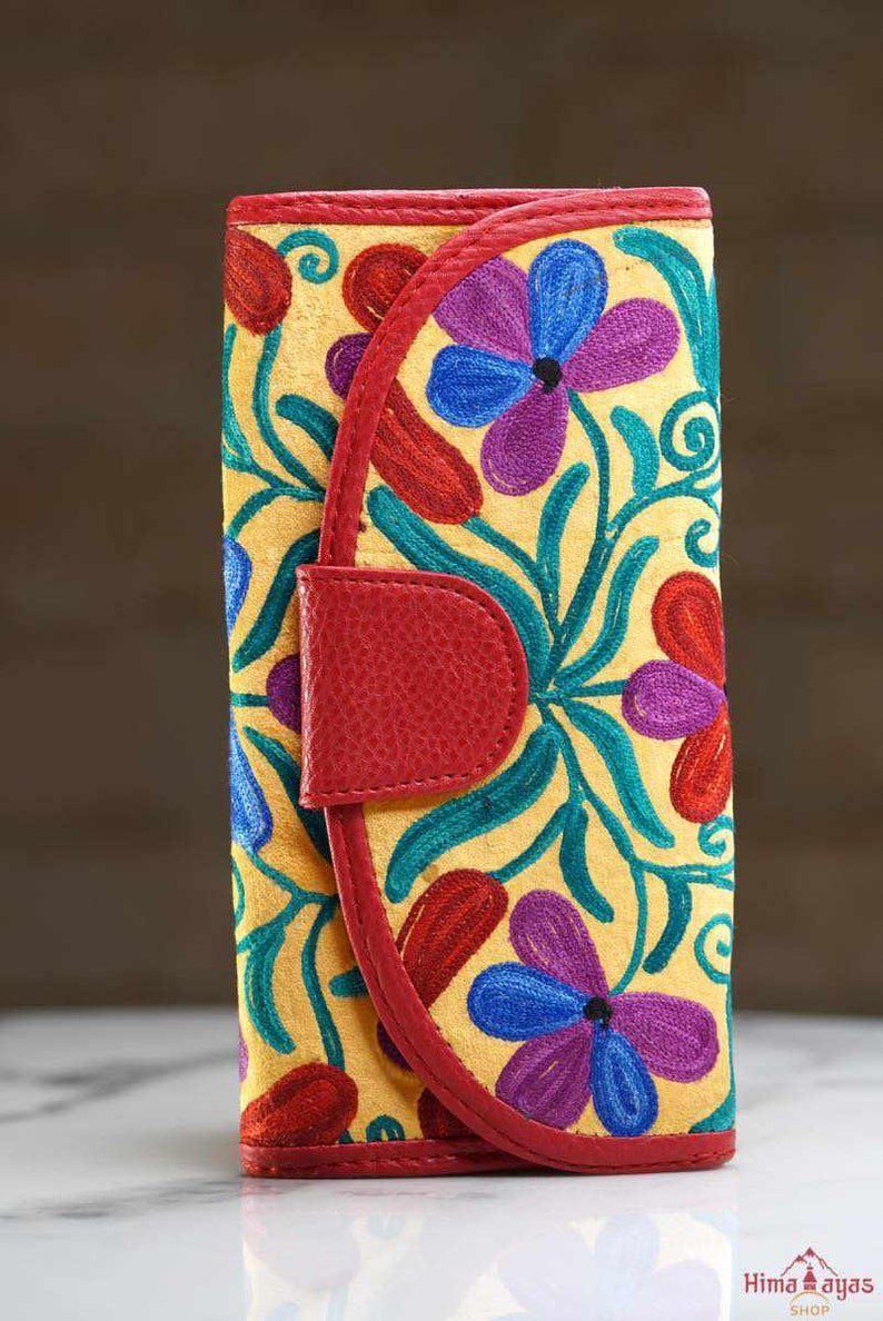 Women multicolor Card wallet Floral Embroidered wallet organizer Purse Best Gift for her image 1