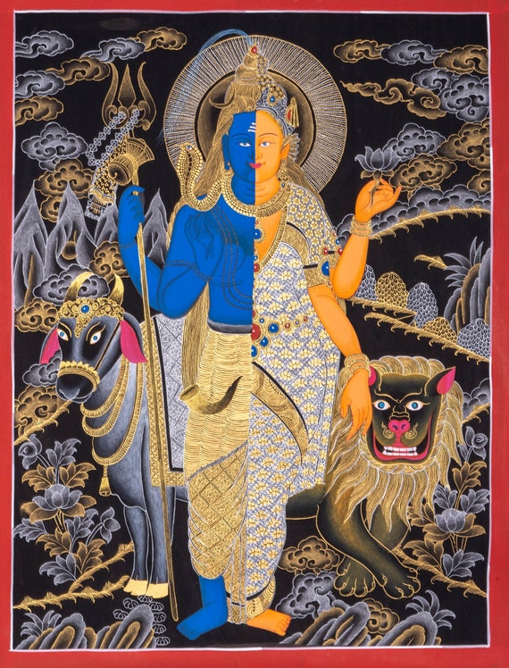 SALE Lord Shiva & Parbati Thangka Painting | Best for Wall Hanging