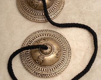 Tingsha Tibetane In Ottone Con Design Chakra - Campane Per Meditazione E Rilassamento - Foto 4
