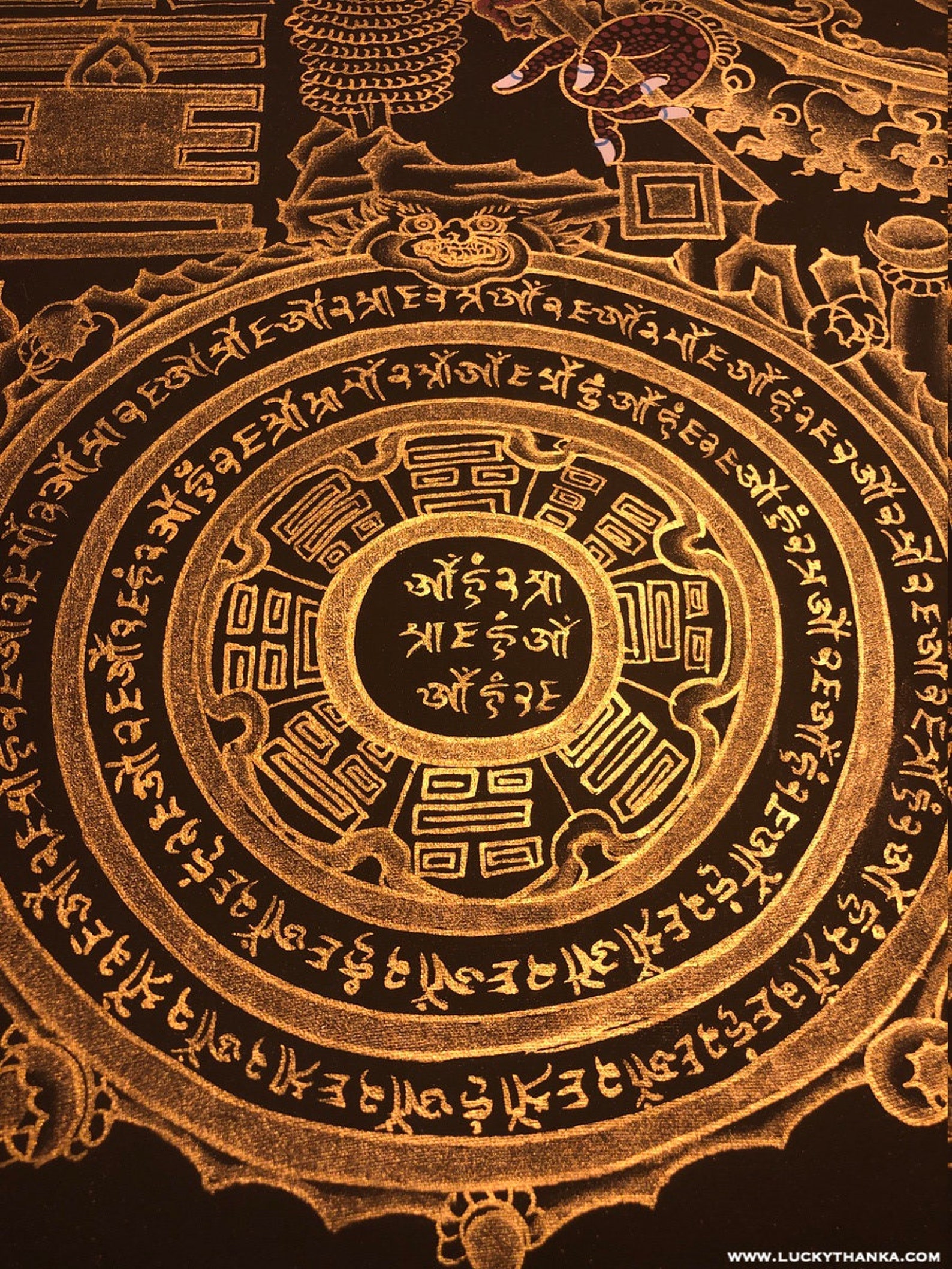 Tibetan Astrology Calendar Thangka Art Black Gold & Silver Etsy