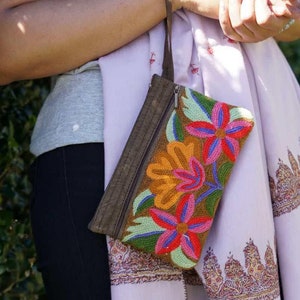 Colorful Wristlet Purse Fashionable Purse Kashmiri Style Cashmere Purse A Stylish Mother's Day Gift Brown