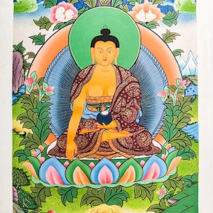 Buddha  wall hanging thangka art on canvas - Hand Painting of Buddha from Nepal - Traditional Thangka art