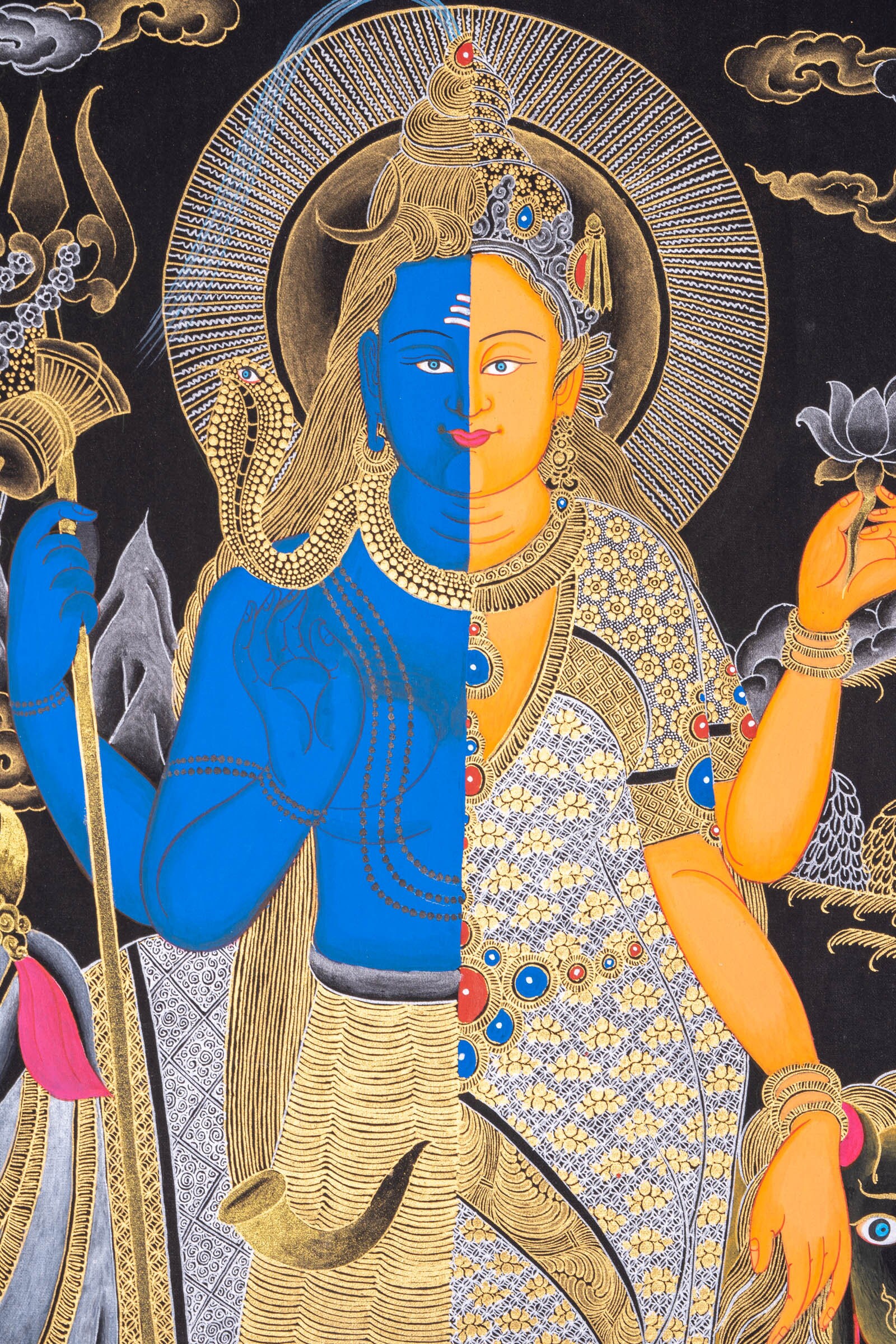 Lord Shiva & Parbati Thangka Painting | Best for Wall Hanging