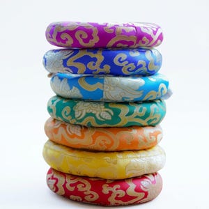 Handmade Tibetan Singing Bowl Cushion | 7 Chakra Silk Mat for Healing Bowls