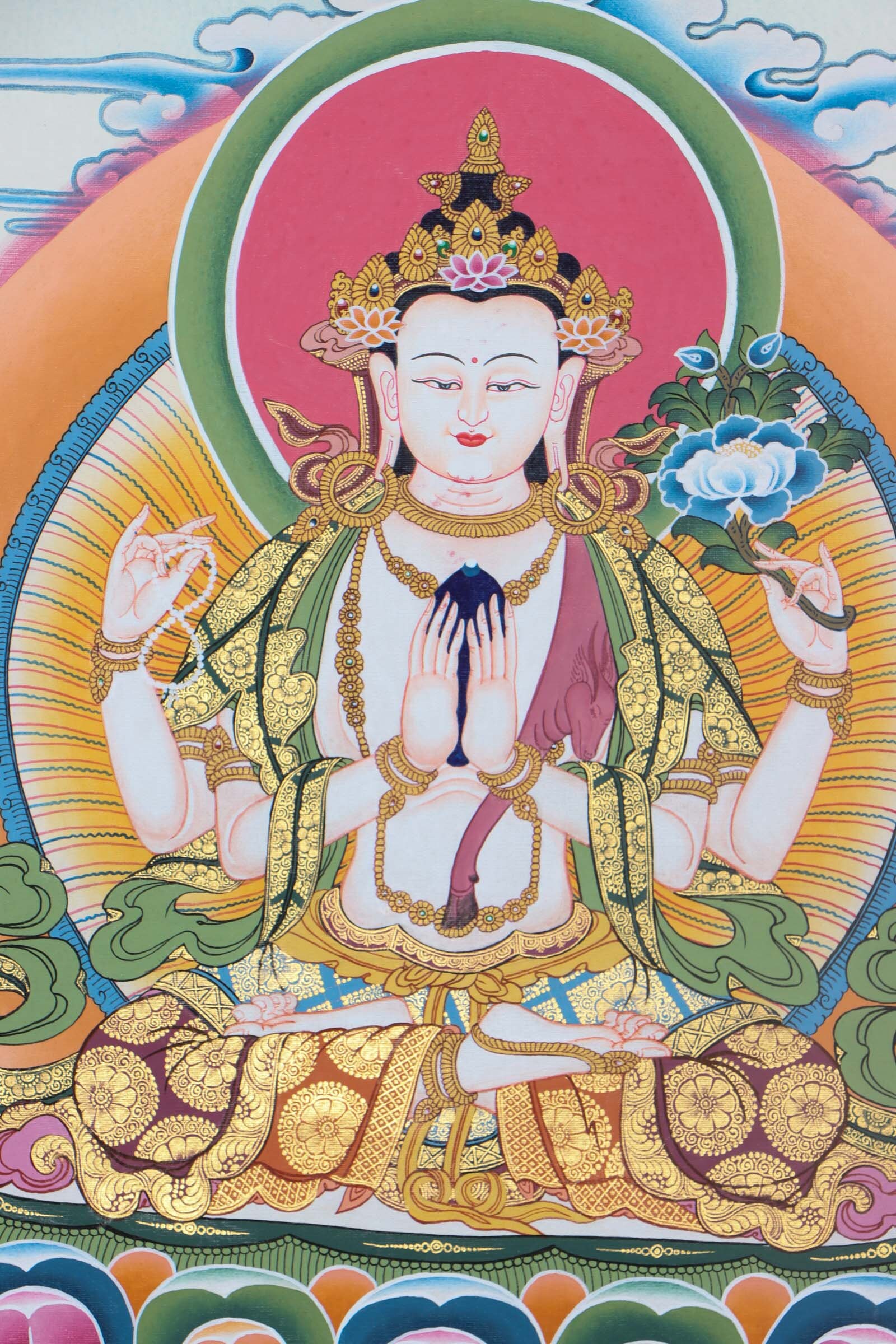 Beautiful Bodhisattva Thangka of Chengresi OM Mani Padme Hum - Etsy