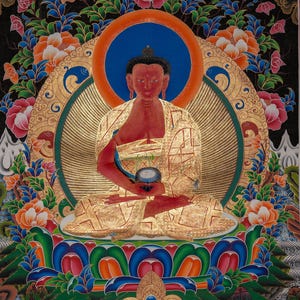 Amitabha Enlightenment Thangka | Handpainted Tibetan Buddhist Art | Spiritual Wall Decor | Meditation Buddha Painting | Traditional Thangka