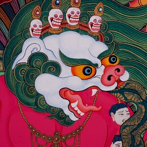 Singh Mukhi Thangka Painting Tibetan Thangka Art of Protector Deity Wrathful Mahakala on cotton canvas for spiritual practice image 4