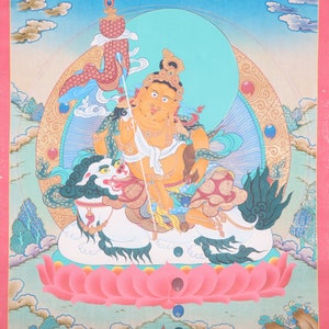 Zambala Thangka Painting | Handmade Thangka of God of Wealth | Tibetan Buddhist Art