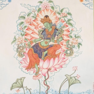 Grüne Tara Newari Thangka Malerei | Handgemalte Göttin Kunst | Traditioneller Newar Paubha aus Nepal