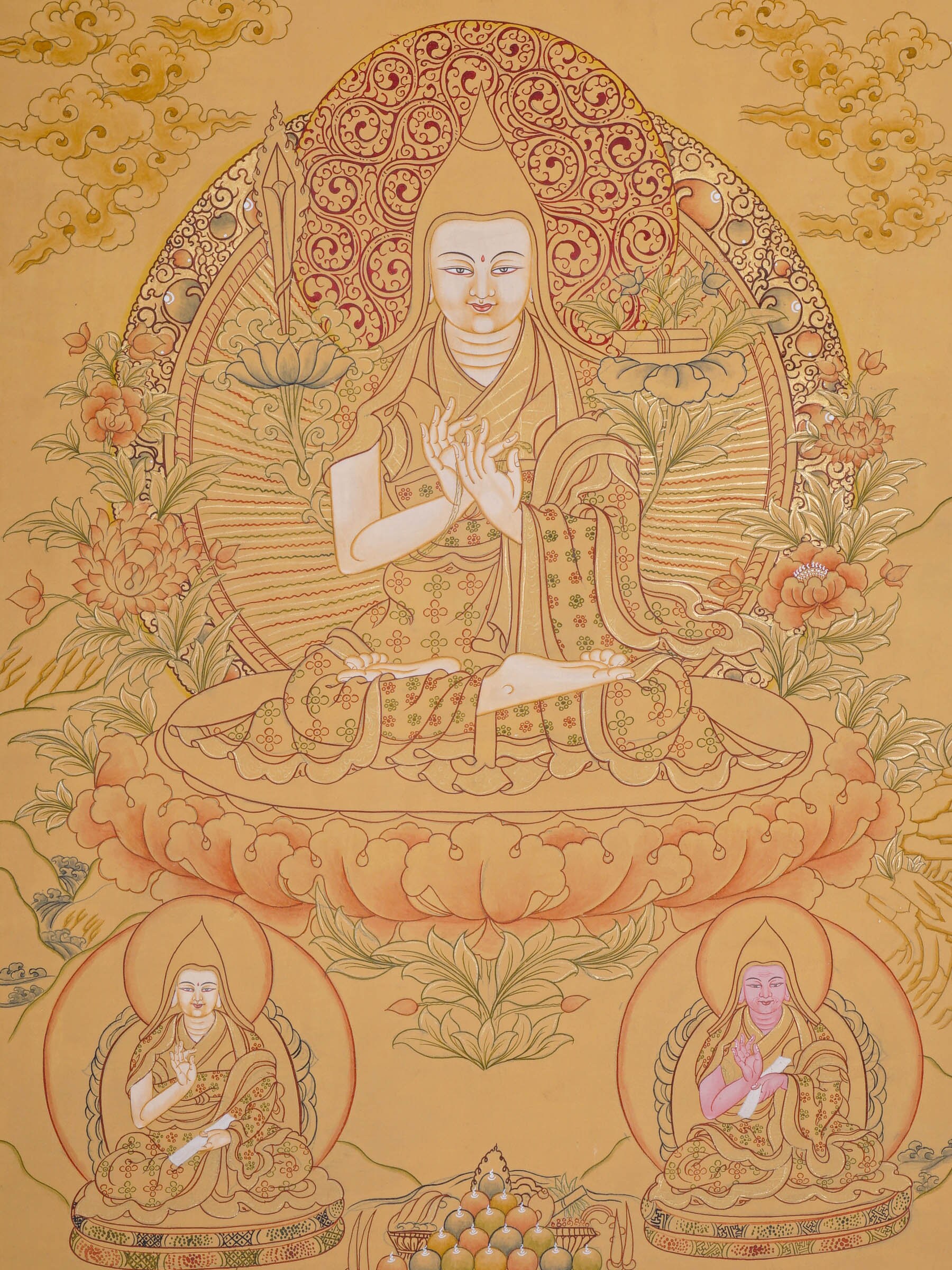 Hand-Painted Je Tsongkhapa Thangka Painting | Sacred Tibetan Buddhist Art | Spiritual Wall Decor Featuring the Renowned Lama
