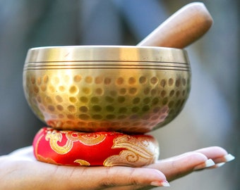 Healing Lama 3.5" Hand Hammered Tibetan Singing Bowl Set – Meditation Grade, With Mallet & Cushion