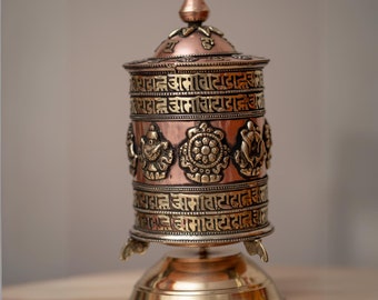 8 Auspicious Prayer Wheel | Mediational Tool for Spiritual practice | Self-healing Dharma Wheel | Tibetan lucky symbol Mane