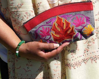 Kashmiri Elegance |  Handmade Special Cosmetics Hand Pouch |Lightweight & Stylish with  Fashionable Design