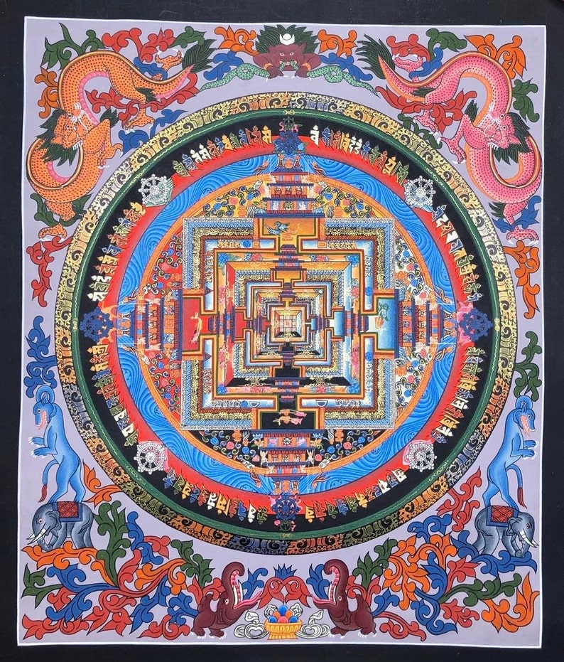 Kalachakra Mandala Thangka art Tibetan Thangka Art Bring | Etsy