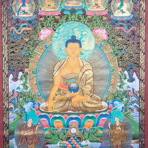 Handpainted Shakyamuni Buddha Thangka | Authentic Buddhist Tibetan Painting | Wall Hanging Decor