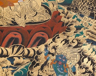 手描きの文殊菩薩タンカ（チベット仏教壁画）（45cm x 60cm） - Etsy 日本