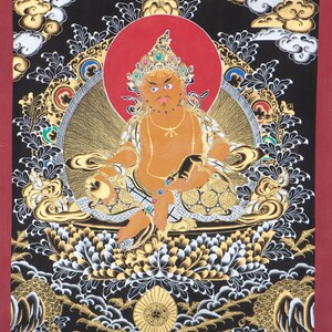 Zambala - God of Wealth Thangka | Authentic Tibetan Handpainted Thangka | Best for Wall Decor