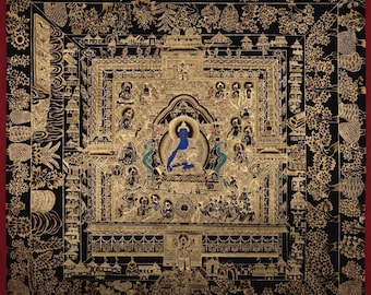 瞑想のための伝統的な仏陀曼荼羅アート｜キャンバスに手描きされた