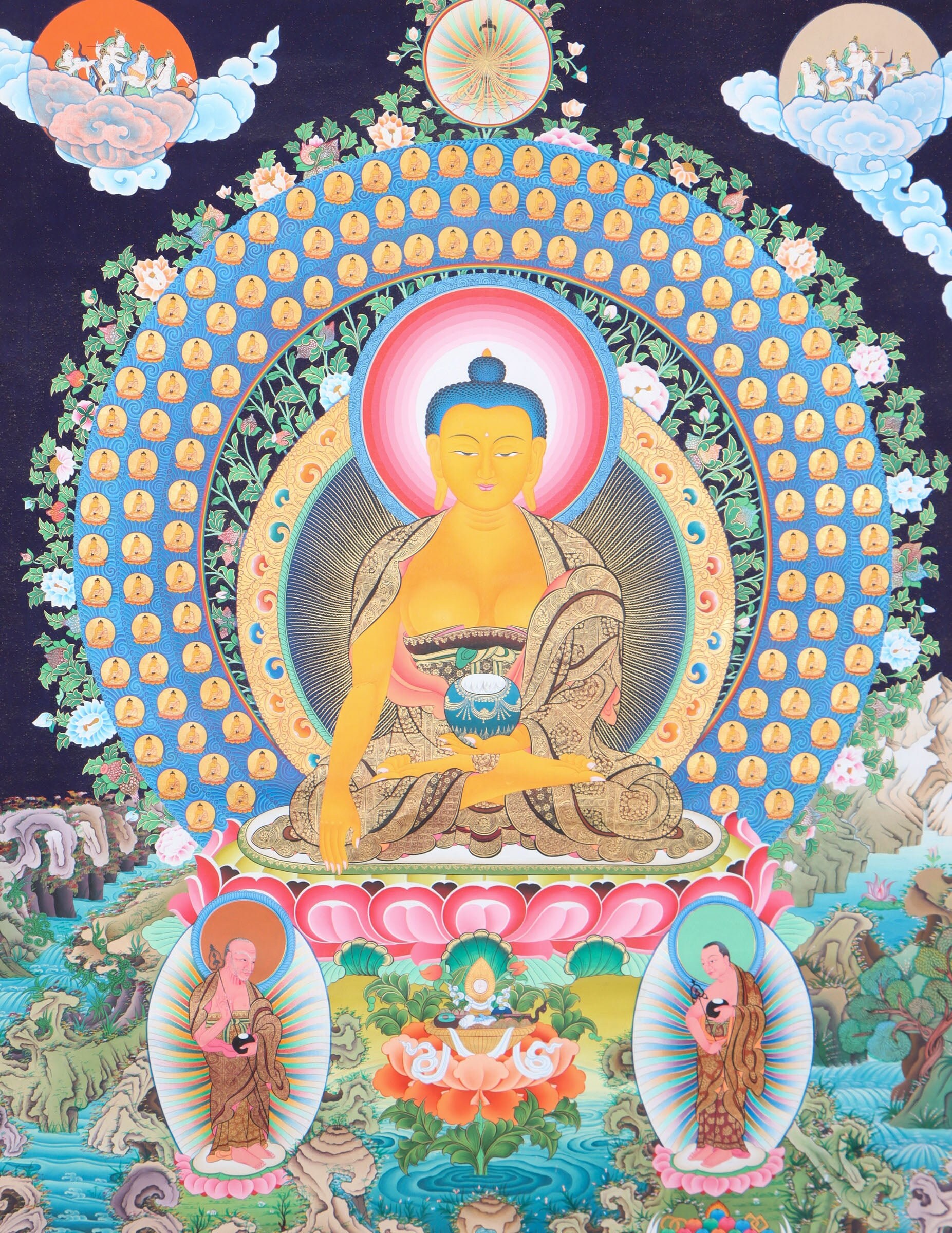 1000 Buddha Thangka Painting With Natural Stone Lapis | Hand