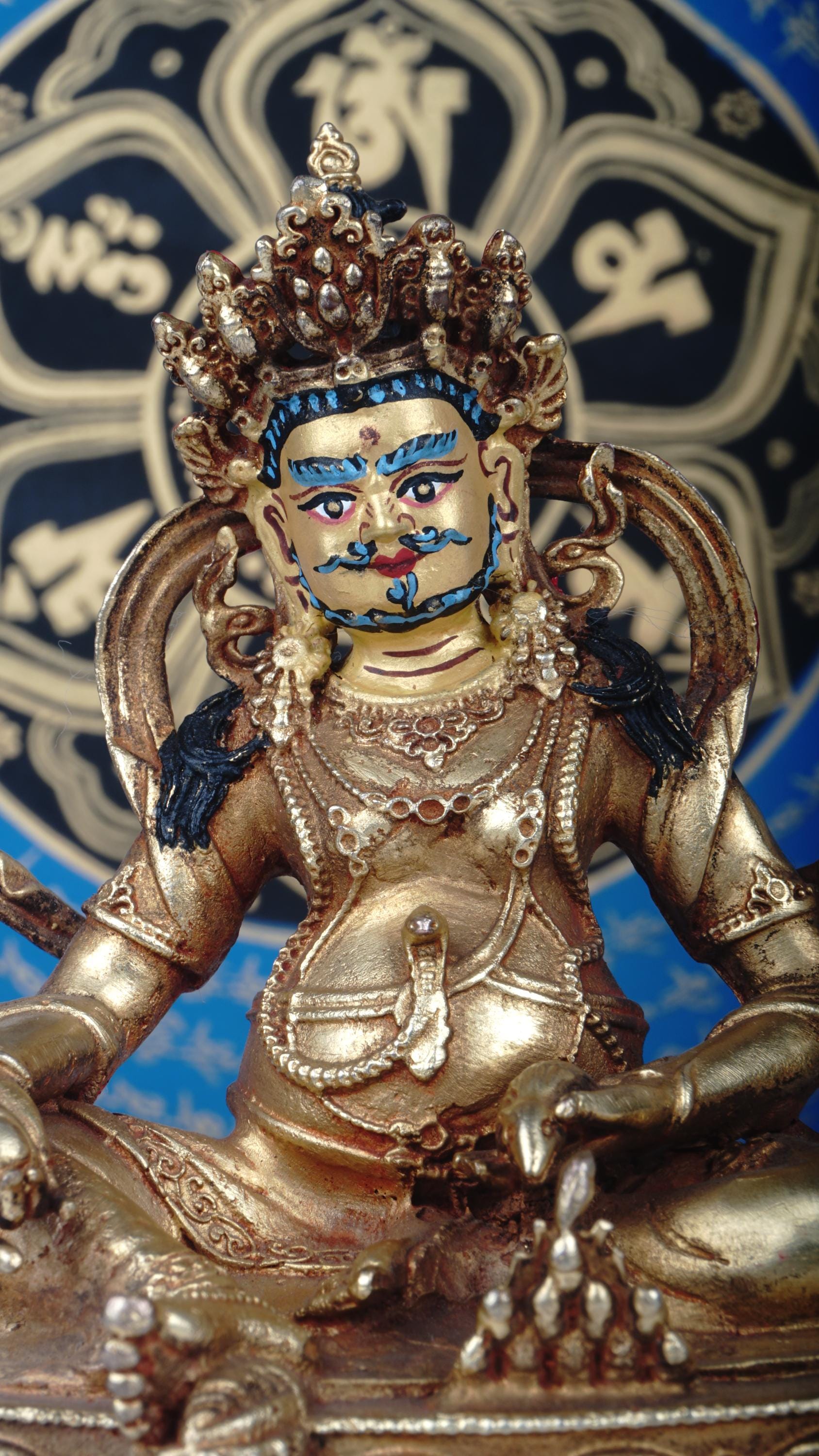 New! 100 % Hand Made Gold Plated Zambala Statue | Handmade Zambala