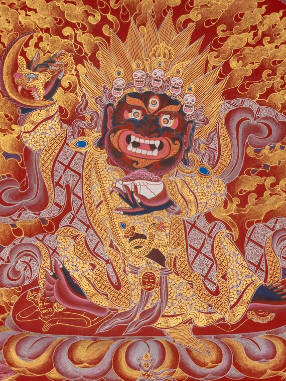 怒りのマハーカーラタンカ | チベット仏教の守護神 | 手描きのヒマラヤ