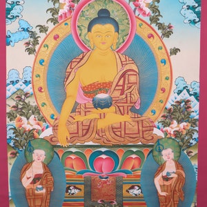 Shakyamuni Buddha Thangka Painting Tibetan Art for wall hanging | Best for Prayer and Spirituality