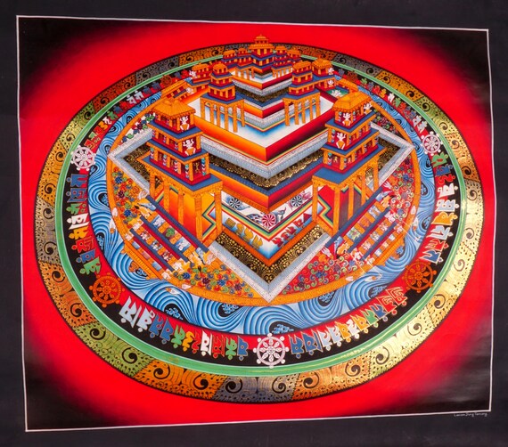 SALE Kalachakra Mandala Thangka for Family or Personal Growth | 3D & 2D Kalachakra Mandala - Tibetan Thangka Art