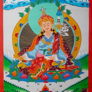 Guru Padmasambhava Thangka Art - Thangka Painting of Guru Rinpoche | Wall Hanging Art