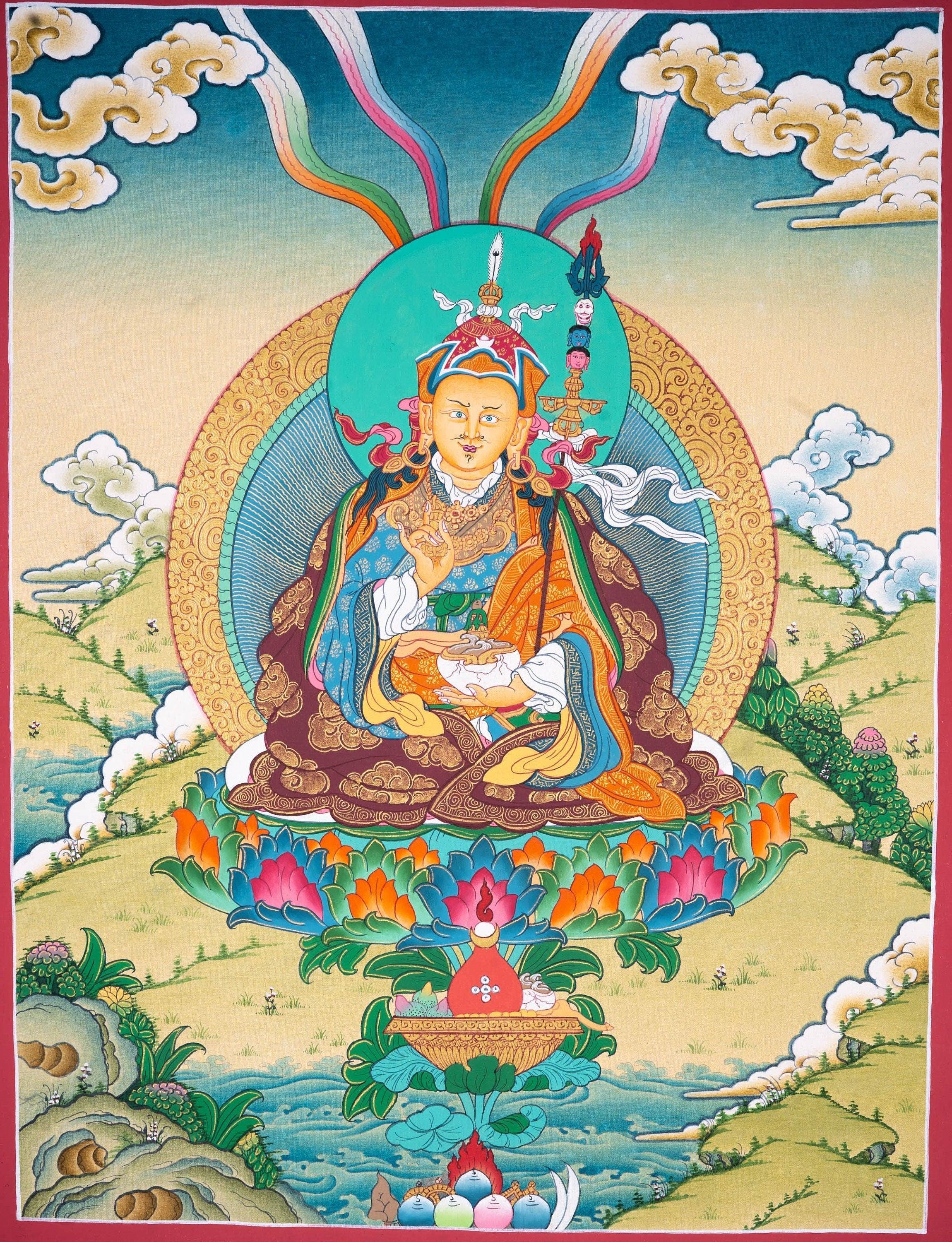 Malowanie thangka Guru Padmasambhava | Sztuka Nepalu | Malowana ręcznie thangka | Najlepsze prezenty duchowe 2022