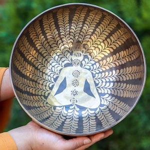 Large size Singing Bowl with Chakra Yogini Art | Tibetan Singing bowl for Sound Healing and Meditation
