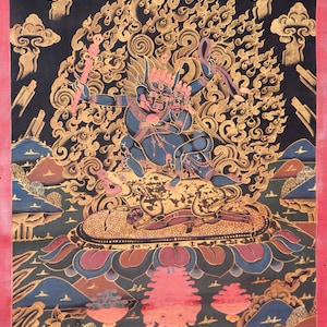 Yamantaka Shakti Thangka | Antique Thangka Painting of Wrathful Deity | Religious and Spiritual wall hanging