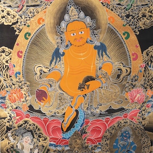 Zambala Thangka Painting | Hand-Painted Wealth Deity Art | Traditional Buddhist Spiritual Decor from Nepal