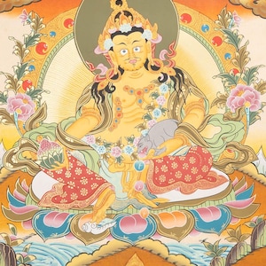 Zambala Thangka – Tibetan Painting of the Wealth Deity | Handcrafted Himalayan Art | Sacred Buddhist Wall Hanging from Nepal