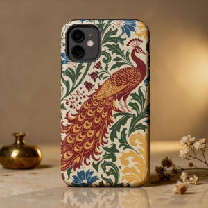 Etui William Morris na iPhone'a 16 | Tapeta z pawiem | Prezent dla niej