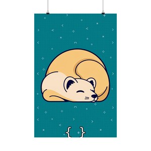 Debug Ferret Kawaii Art Print | Matte Poster | Ferret Lover Gift
