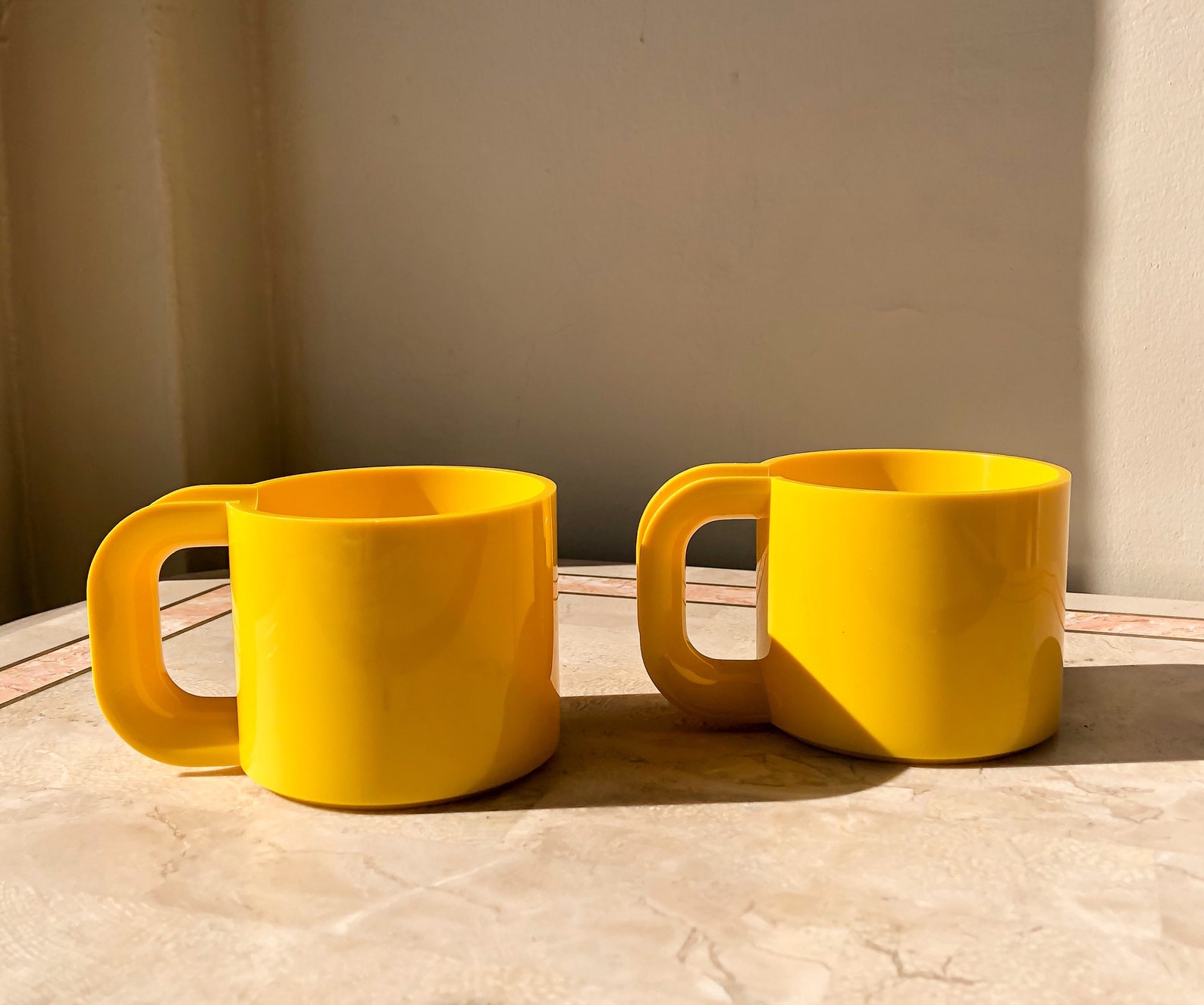 Vintage Heller Rare First Edition Yellow Mugs Set Etsy