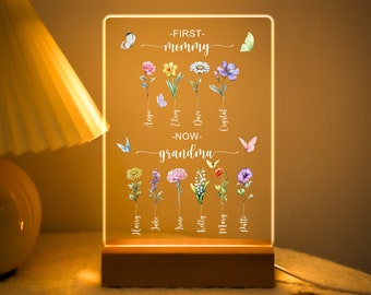 Custom Mothers Day Gift Plaque, Gift for Her, Grandma Gift, Personalized Grandkid and Kids Name Stand, First Mom Now Grandma Acrylic Display