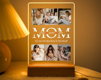 Custom Photo Night Light, Personalized Photo Collage LED Light, Mother's Day Gifts, Bedroom Night Light, Gift for Mom, Gift for Dad