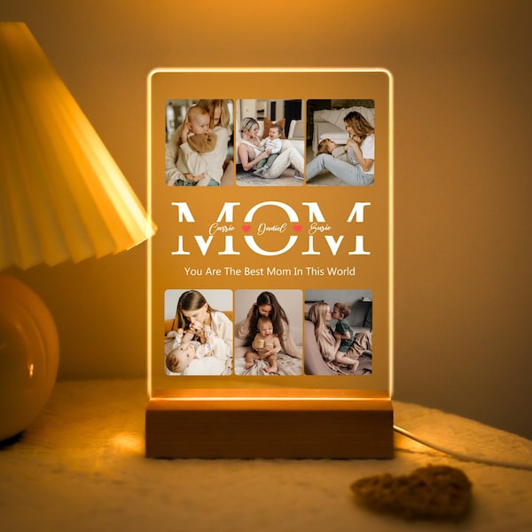 Personalisiertes Foto-Nachtlicht, personalisiertes Foto-Collage-LED-Licht, Muttertagsgeschenke, Schlafzimmer-Nachtlicht, Geschenk für Mama, Geschenk für Papa