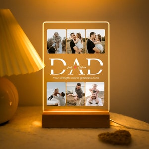 Gepersonaliseerde papa foto nachtlampje, Vaderdag nachtlampje met naam, gepersonaliseerde cadeaus, slaapkamer nachtlampje, cadeau voor papa, beste vader ooit