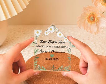 Custom First Home Plaque Gift, New Home Acrylic Block, House Shape New Home Gift, First Home Frame, Gift for Couples, New Homeowners Gift