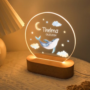 Personalized Butterfly Flower Night Light, Lamp with Name and Date, Gift for Kids, Bedroom Bedside Light, Cute Night Lamp Baby Baptism Gift Design 6