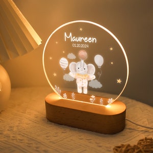 Personalized Butterfly Flower Night Light, Lamp with Name and Date, Gift for Kids, Bedroom Bedside Light, Cute Night Lamp Baby Baptism Gift Design 5