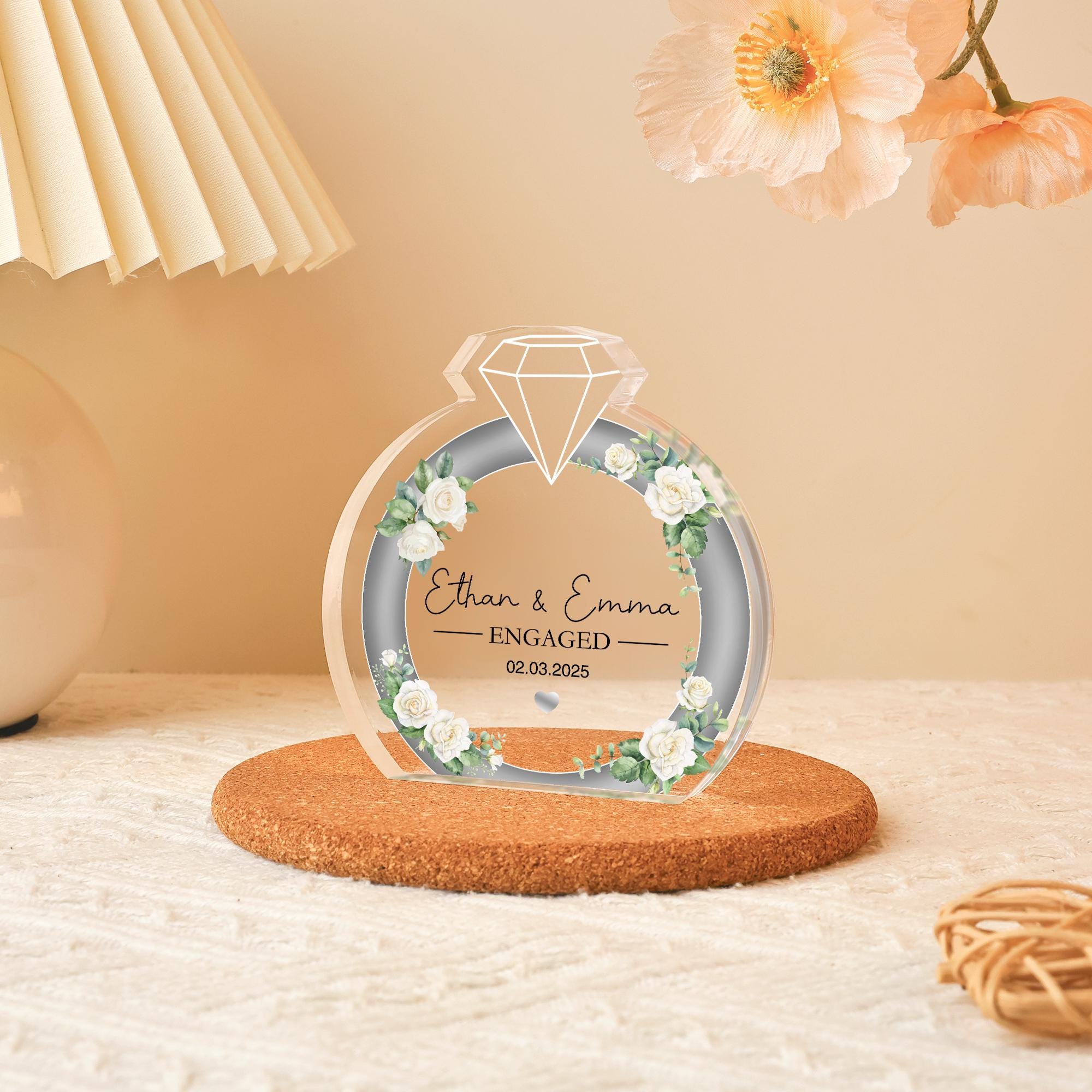 Personalised Engagement Keepsake Plaque, Engaged Gift, Married Keepsake Gift, Special Date Gift, Clear Acrylic Block, Anniversary Gift