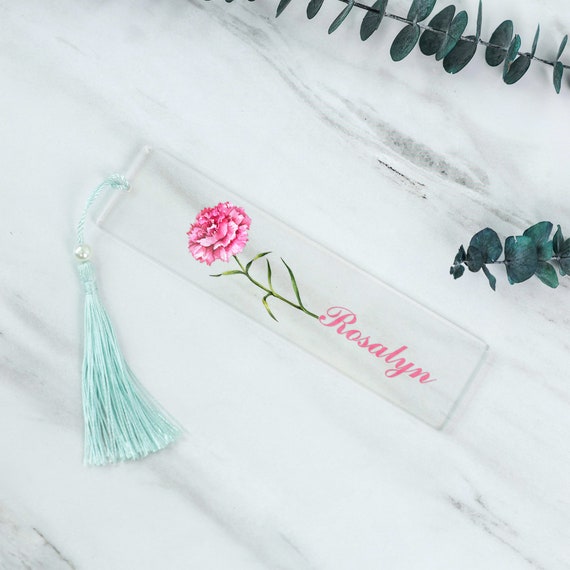 Customize Colorful Birth Flower Name Acrylic Bookmarks Custom with Your  Text Birth Flower Bookmark Name Bookmarks Bookmark with Tassel Custom  Engraved