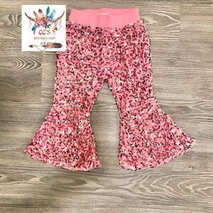 Pink Sequin Bell Bottoms/ bell bottoms for babies/ sequin baby | Etsy